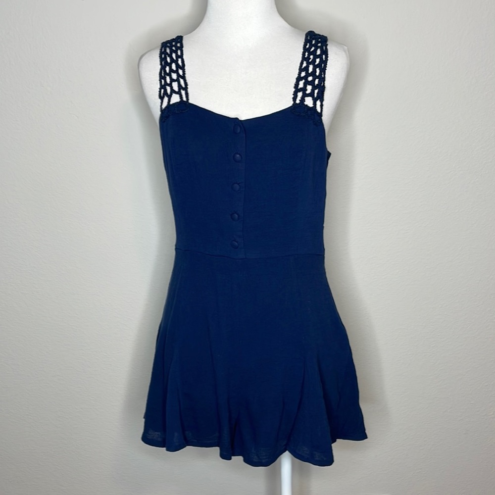 UO | Peter Jensen Cotton lined Romper Crochet Straps